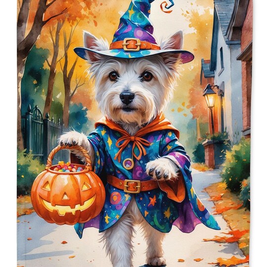 Edge Collections - 28" x 40" - Multicolor - Westie Halloween Trick or Treat House Flag - 1 Piece